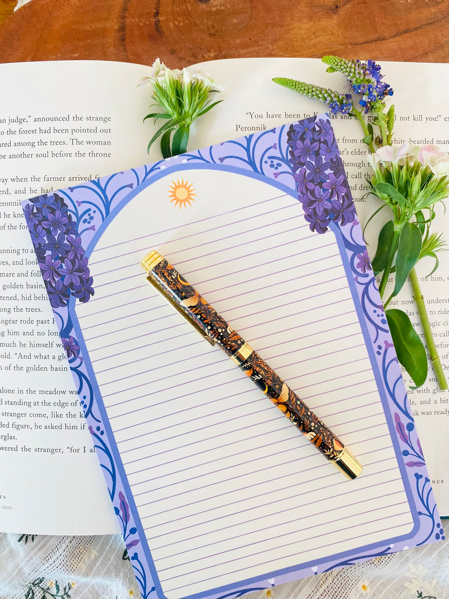 Purple Flower Letter Paper - Notepad A5 To Do