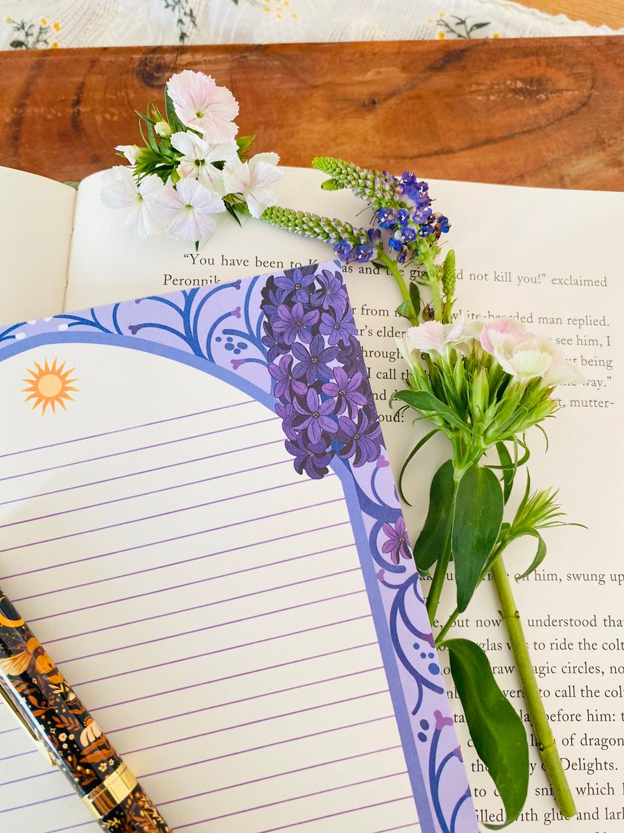 Purple Flower Letter Paper - Notepad A5 To Do