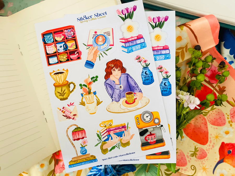 Spring Coffee Corner Sticker Sheet