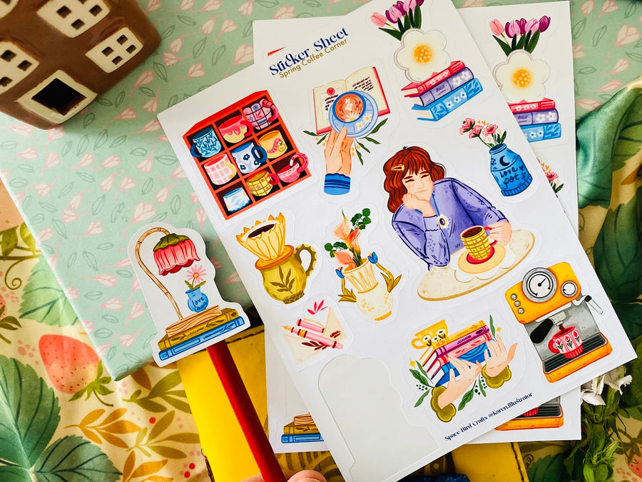 Spring Coffee Corner Sticker Sheet