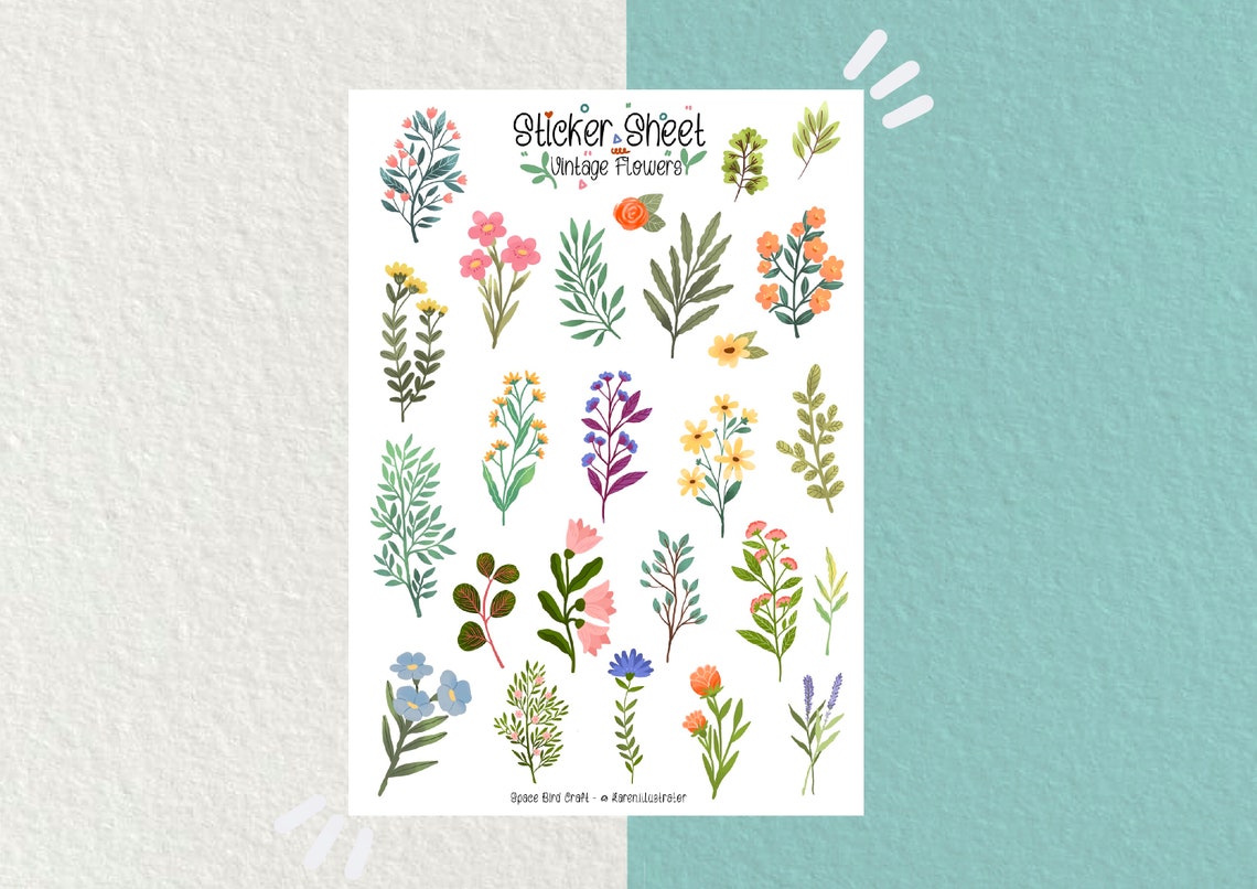 Vintage Flowers Sticker Sheet