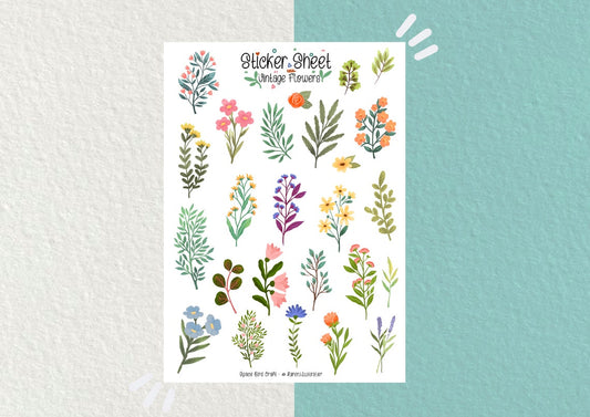 Vintage Flowers Sticker Sheet
