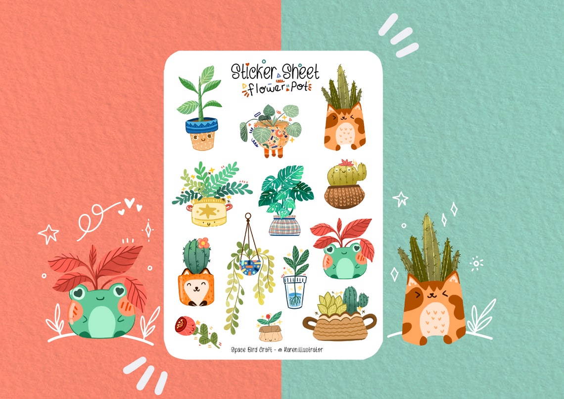 Flower Pot Sticker Sheet