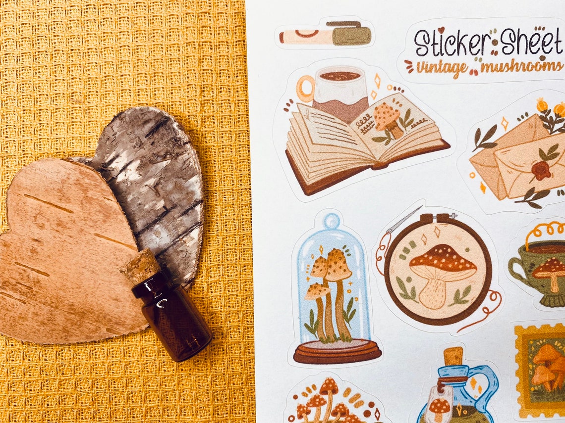 Vintage Mushrooms Sticker Sheet