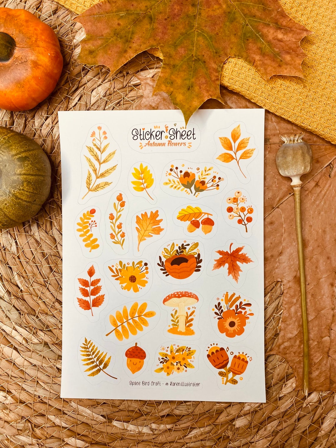 Autumn Flowers Sticker Sheet